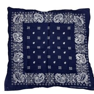 Vintage Blue Paisley Bandana 100% Cotton Fast Color RN 13960 Handkerchief